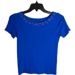 Royal Blue Classic short Sleeve Rafealla knitTop SP